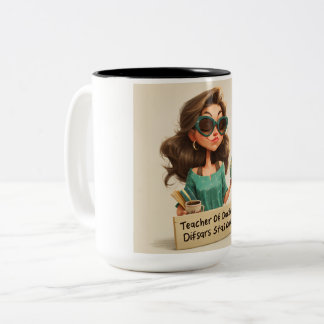 en man med chips och kaffe Två-Tonad mugg
