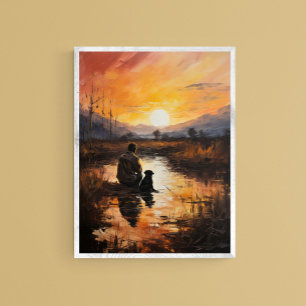 En man med sin bästa vän, Digital Wall Art Poster