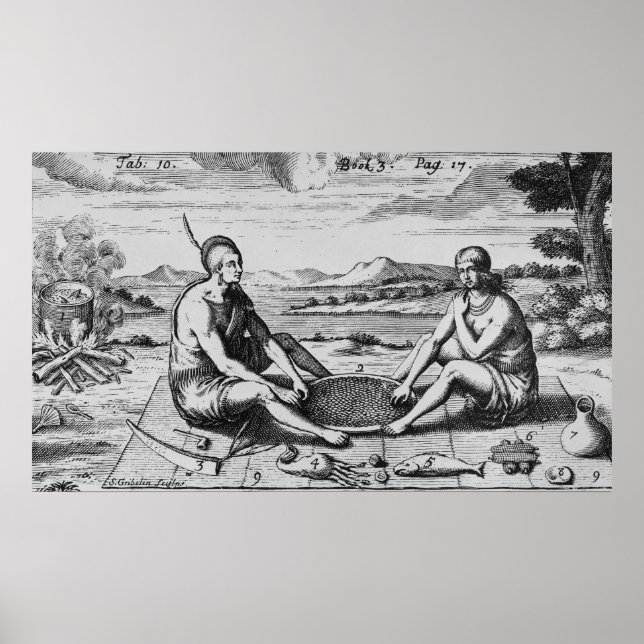 En man och hans fru på middag 1705 poster (Framsidan)