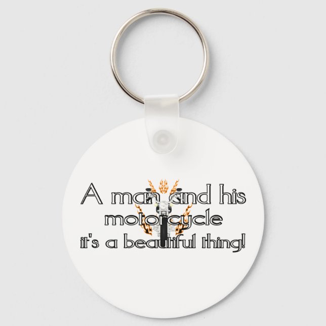 En man och hans motorcykel nyckelring (Framsida)