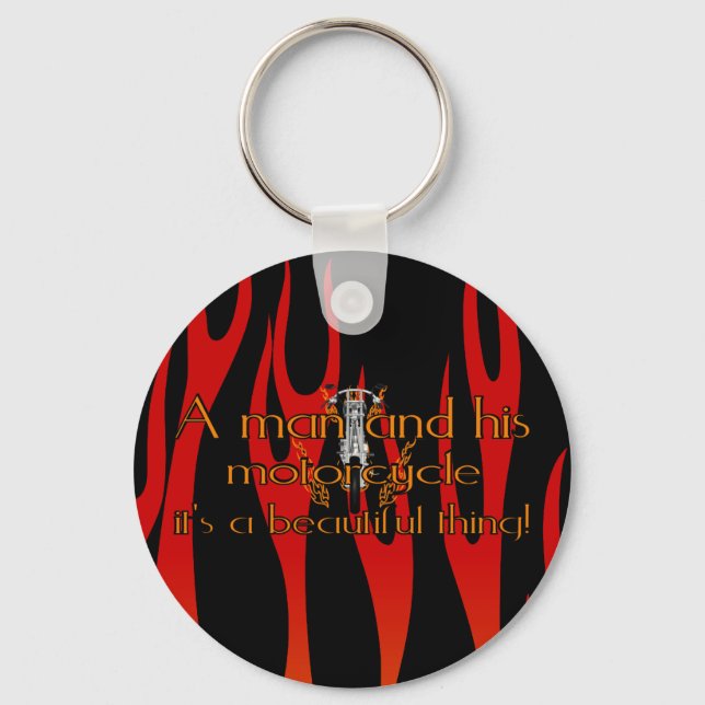 En man och hans motorcykel nyckelring (Framsida)