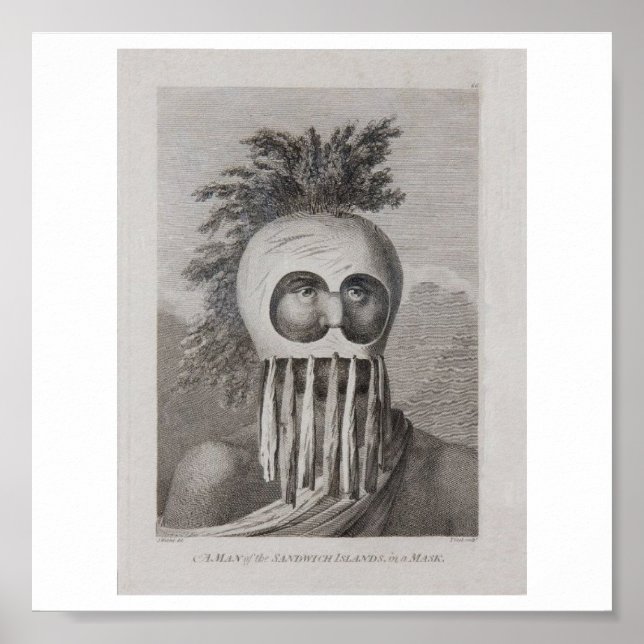 En man på Sandwichöarna i en mask Poster (Framsidan)