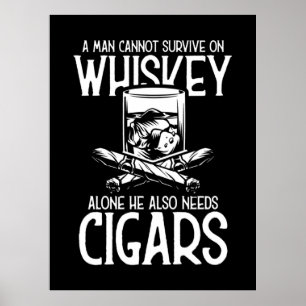 En man som Kärlek Whiskey och Cigar Poster
