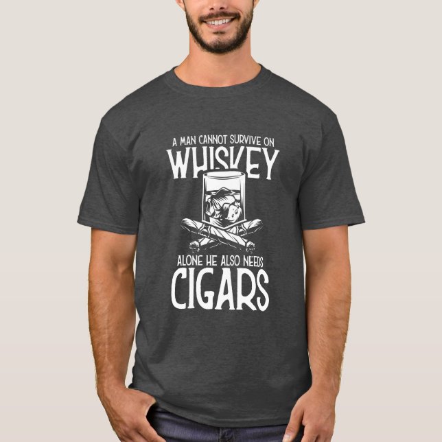 En man som Kärlek Whiskey och Cigar T Shirt (Framsida)