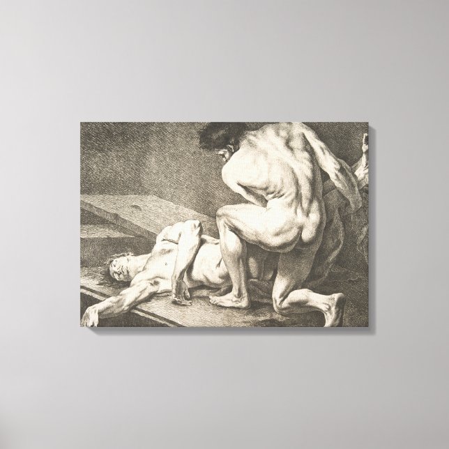 En man som lyfter en annan mans Ben Canvastryck (Framsida)