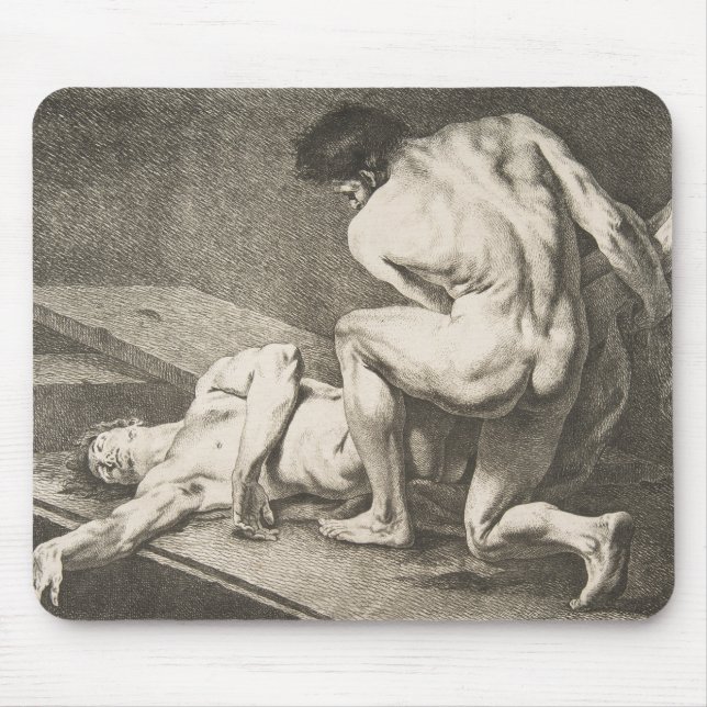 En man som lyfter en annan mans Ben Musmatta (Framsidan)