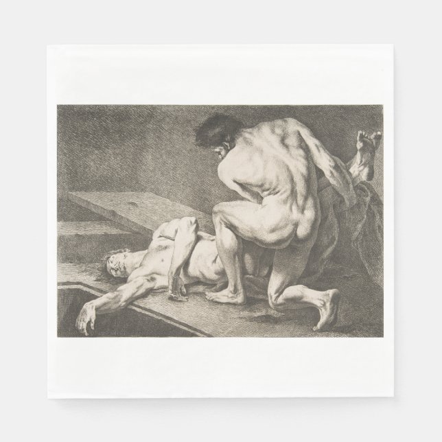 En man som lyfter en annan mans Ben Pappersservett (Framsidan)