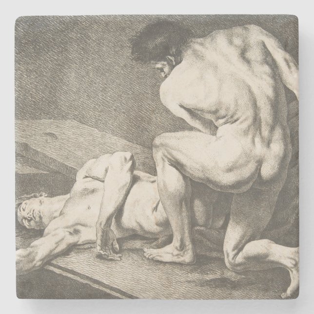 En man som lyfter en annan mans Ben Stenunderlägg (Framsidan)