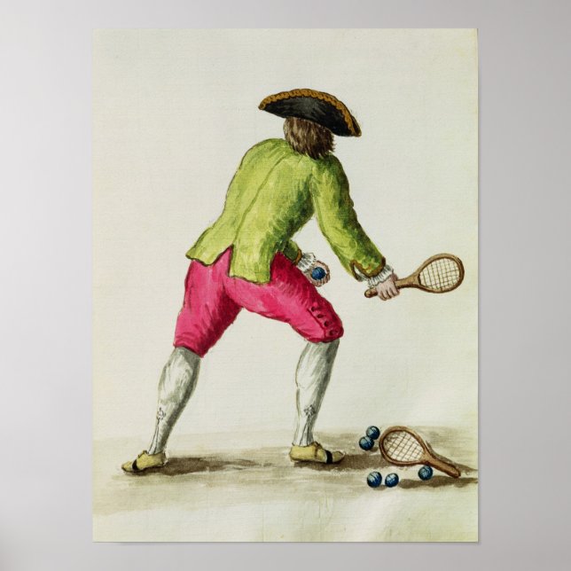 En man som spelar med en Racquet och Bollar Poster (Framsidan)