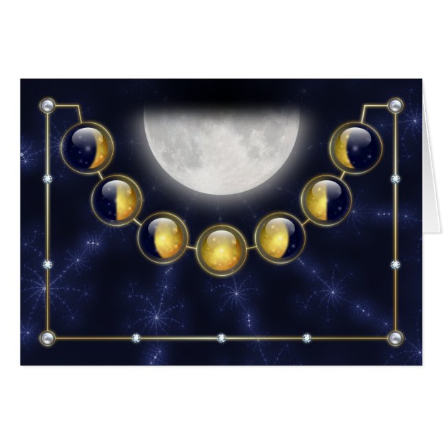 En månad i Måne-kortets livstid Hälsningskort (Framsidan Horizontal)