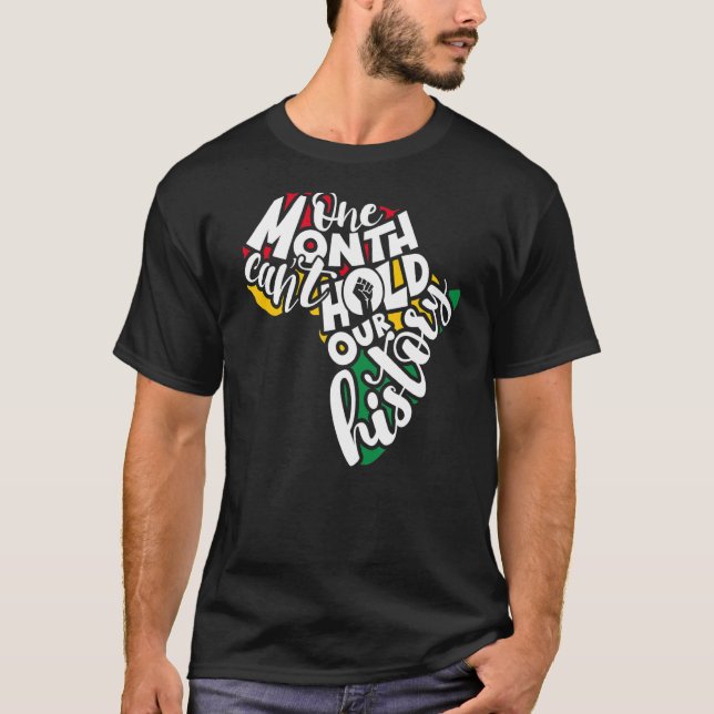 En månad kan inte hålla vår historik snål svart må t shirt (Framsida)