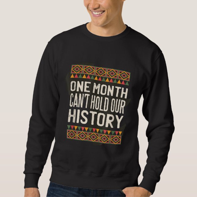 En månad kan inte hålla vår svarta historikmon lång ärmad tröja (Framsida)