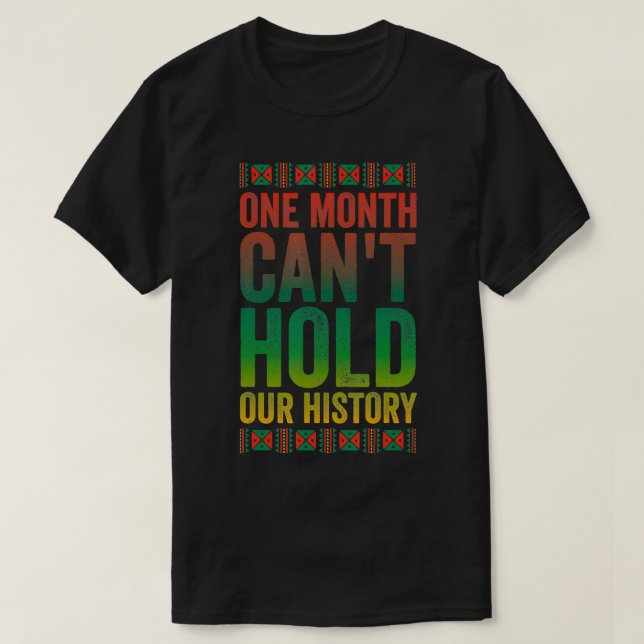 En månad kan inte hålla vår svarta historikmon t shirt (Design framsida)