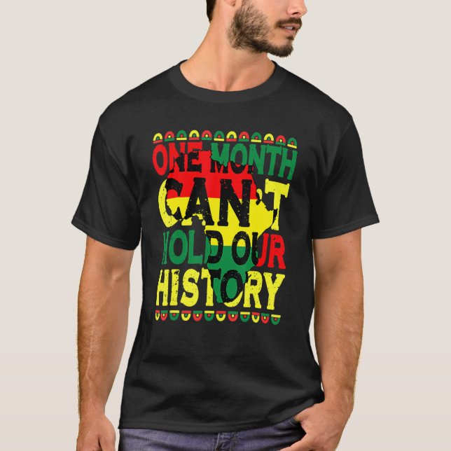 En månad kan inte hålla vår svarta historikmon t shirt (Framsida)