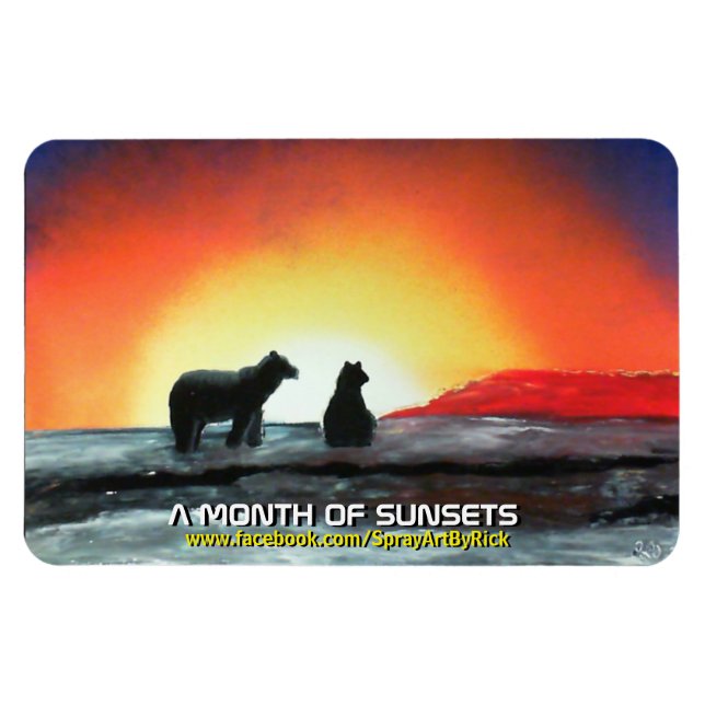 En månad med solnedgångar magnet (Horisontell)