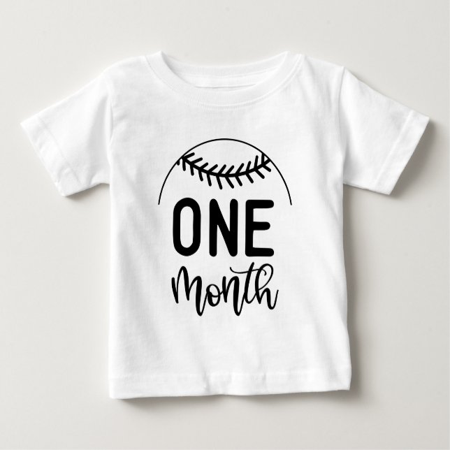 En månads Baseball Baby-milstolpe - T Shirt (Framsida)