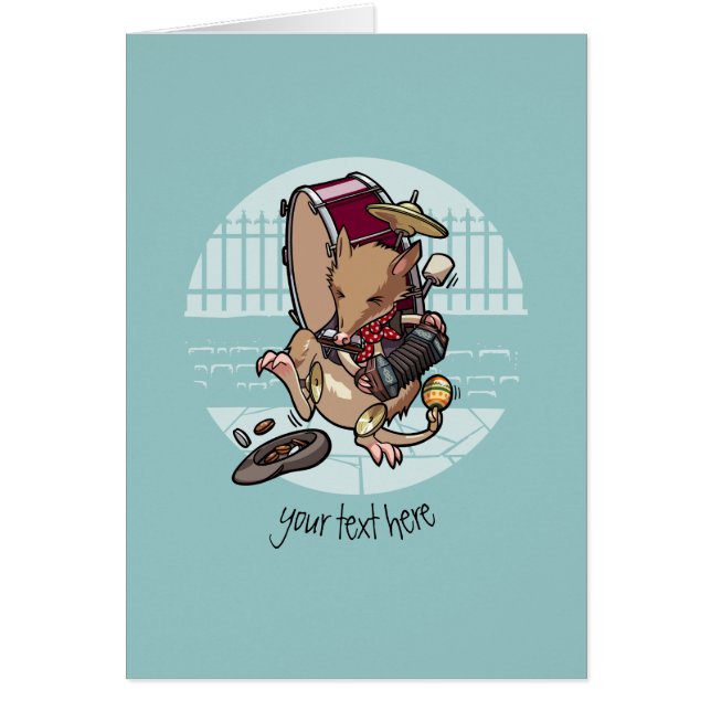 En manBandicoot Busking med Harmonicatecknaden Hälsningskort (Framsidan)