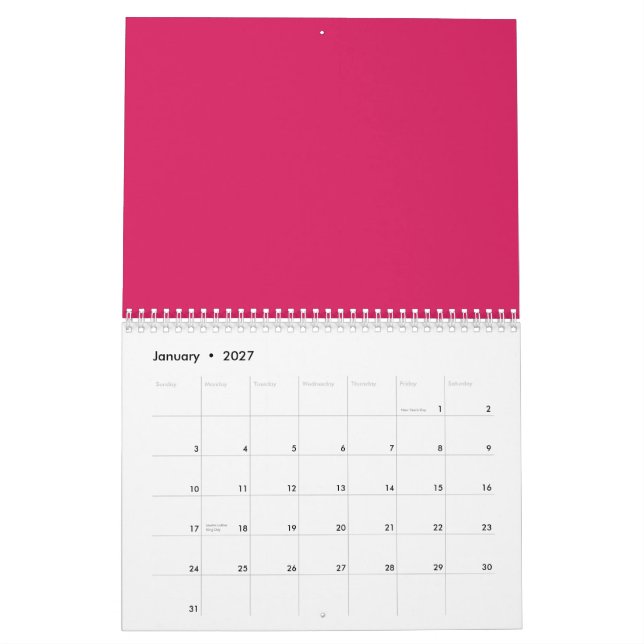 En mängd rödblommor och rosa med lush grönt l kalender (Jan 2027)