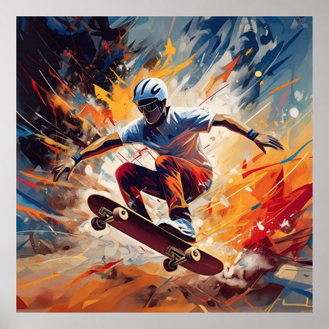 En manlig skateboarder. poster (Framsidan)