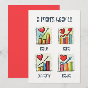 En mans hjärta Funny Kärlek-grafik för varje Nam Inbjudningar