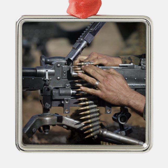 En marin last med M-240G maskin Julgransprydnad Metall (Framsidan)