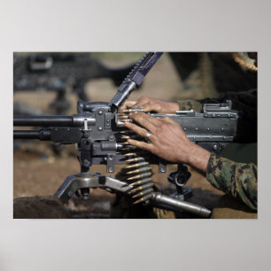 En marin last med M-240G maskin Poster