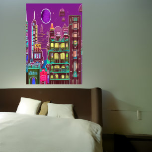En märklig, färglös stad AI Art Poster