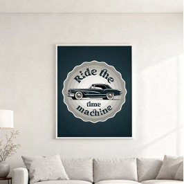 En märkvärdesformaterad grafik med vintage bil inu poster