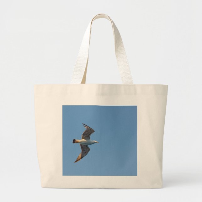 En mås under flykt på Totebag Jumbo Tygkasse (Framsidan)