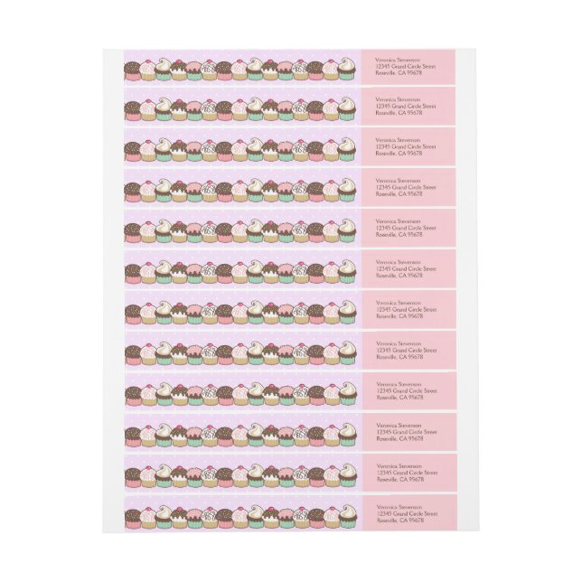 En massa cupcakes adressetiketter etikettband (Ark)