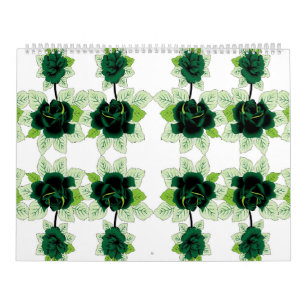 En massa grönt blommor på vit bakgrund kalender