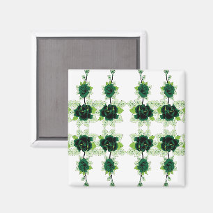 En massa grönt blommor på vit bakgrund magnet