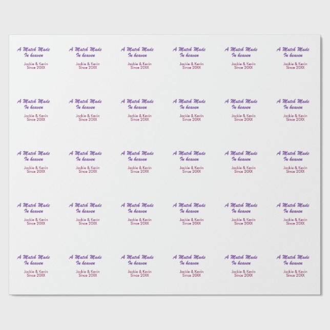 En match gjord i himlen lila mauve sedan år nam presentpapper (Platt)