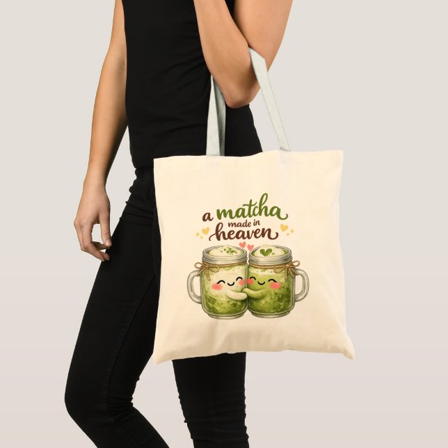 En Matcha som är gjord i himlen Söt Rolig Puns Tygkasse (Framsida (produkt))