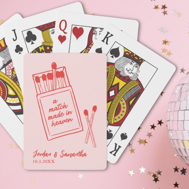 En matchning som gjorts i himmelsasbröllop för upp casinokort (A Match Made in Heaven Wedding Favor Playing Cards
)