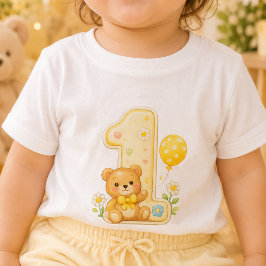 En med Björn 1-års födelsedagsbaby T-shirt
