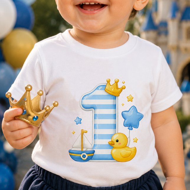 En med krona 1:a födelsedagsbaby t-shirt (Skapare uppladdad)