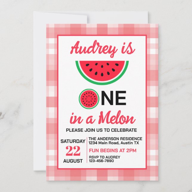 En melonbarns 1-årsdag inbjudningar (Framsida)