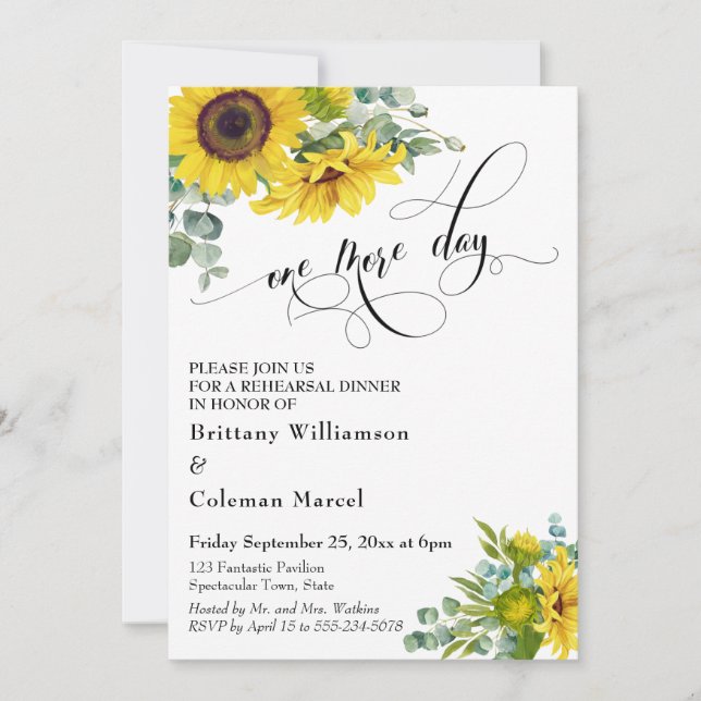 En mer daglig vattenfärgsmiddag för Blommigt för r Inbjudningar (Framsida)