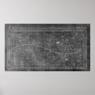 En mercator karta av de starry himmlarna poster