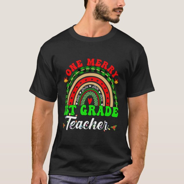 En Merry 1St Klass Lärare Jul Funny Teache T Shirt (Framsida)