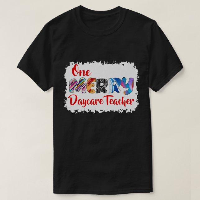 En Merry Daycare Teacher jul PJ Julafton Matchi T Shirt (Design framsida)