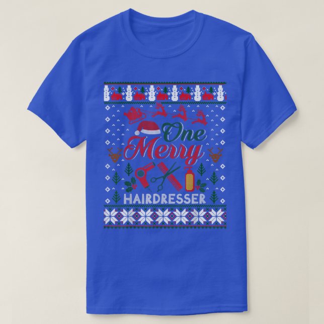En Merry Hairdresser Hair Stylist Ugly jul T Shirt (Design framsida)