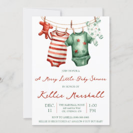 En merry Little Baby Shower, Baby Clothesline Inbjudningar