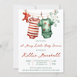 En merry Little Baby Shower, Baby Clothesline Inbjudningar