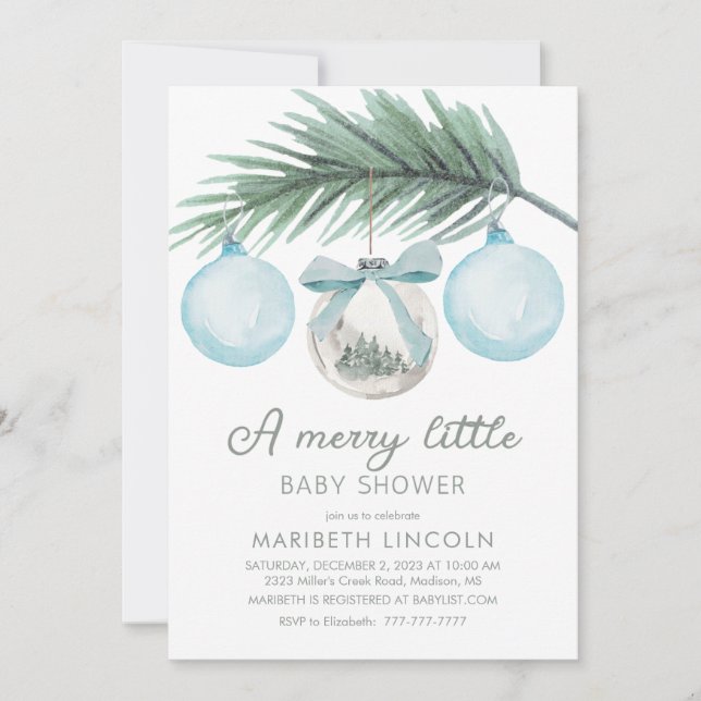 En Merry Little Baby Shower | Boy Baby Shower Inbjudningar (Framsida)