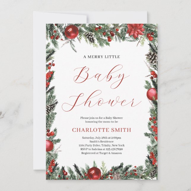 En Merry Little Baby Shower Inbjudningar (Framsida)