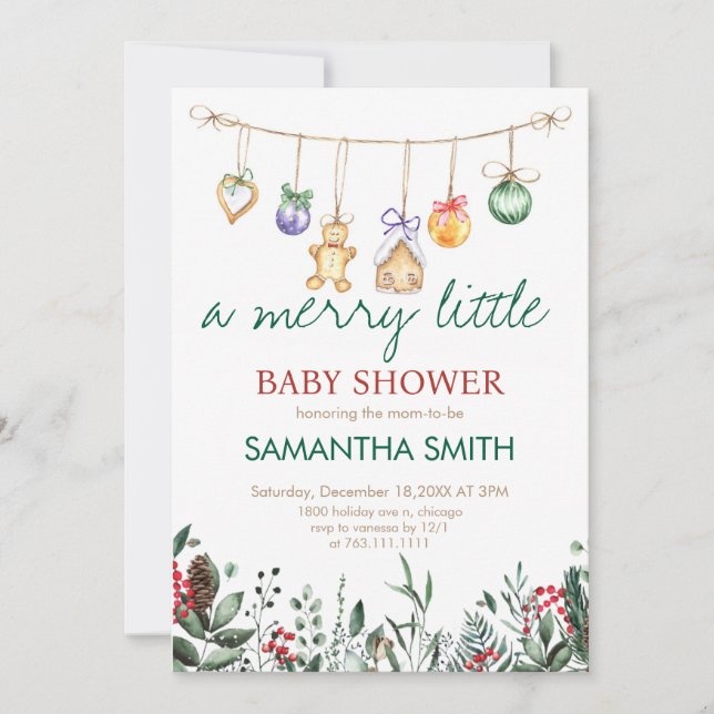 En Merry Little Baby Shower Inbjudningar (Framsida)
