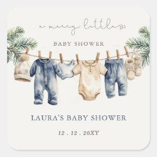 En Merry Little Baby Shower jul Shower Fyrkantigt Klistermärke