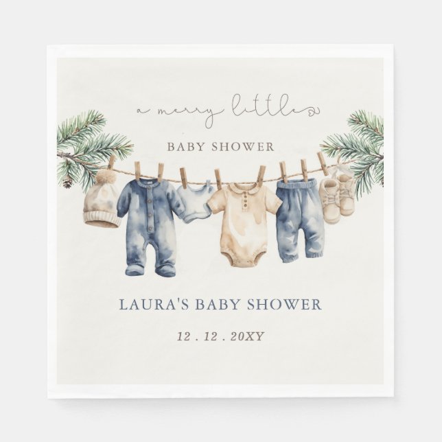 En Merry Little Baby Shower jul Shower Pappersservett (Framsidan)
